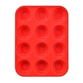 Stampo in silicone rosso per 12 muffin con cavità rotonde e antiaderenti - Silicone / 12 Tazze Rosso