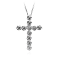 Elegante pendente a croce barocca in argento S925 con undici zirconi brillanti - Solo ciondolo