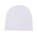 Classic white knit beanie hat with premium ribbed texture for men and women - White