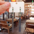 Elegant silver post earrings with green gems and long navy blue chain tassels - Green Tassel (Silver Base/Silver Pin)