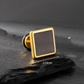 Men's square stainless steel stud earring in black matte and gold finish, 1.11cm size - 1.11cm Square Black Geometric Style (S187)