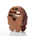 Round walnut wood coaster set with butterfly cutout storage base on white background - Ebony Butterfly Shape Type A Mat Set (4 Pcs) With Base