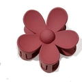 Matte wine red flower hair claw clip with daisy design in Korean minimalist style - Burgundy