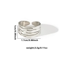 Silver woven titanium steel ring with an adjustable open band and minimalist style - Tyr0479 / Adjustable Open