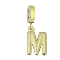 Minimalist golden titanium steel letter M charm pendant with loop for DIY jewelry making - Letter M