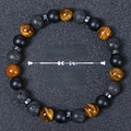 Macro view of 8mm tiger eye, matte onyx and lava stone beads with Strength text overlay - Tiger Eye Mixed Style (Strength-2)