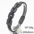 Bracciale da uomo in pelle nera intrecciata con maglia a catena opaca 200x9mm - Nero (KB188299-KLHQ)
