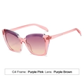 Occhiali da sole cat eye con montatura rosa viola e lenti sfumate viola-marrone - C4 Montatura Rosa Viola Lenti Marrone Viola
