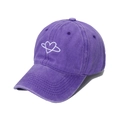 Vintage washed purple baseball cap with white embroidered heart planet logo in center - 58cm / Purple