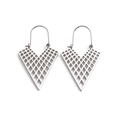 Pair of silver V-shaped earrings with hollow mesh pattern on white background - Mesh / Silver