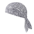 Detail of stretchable bandana cap featuring black and white wave patterns for sports - One Size / Black and White Wave