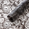 Waterproof floral wrapping paper roll featuring vintage black and white rose patterns - Black