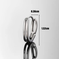 Zilveren V-vormige roestvrijstalen dubbele oorring met afmetingen 0,36 cm bij 1,52 cm - Dubbele Lus Stijl (S321)