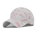 Pink tie-dye cotton ponytail baseball cap for women with adjustable open top design - Pink Tie Dye