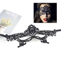 Elegant black lace masquerade mask for women with intricate patterns and satin ties - 019 Queen