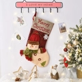 Calza di Natale grande a quadri con pupazzo di neve e scritta Merry Christmas - F1-1 Calza classica grande pupazzo di neve