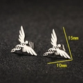 Silver angel wing and DNA helix stud earrings with clear 15mm by 10mm size dimensions - DNA Double Helix / Steel