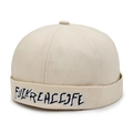 Unisex cream cotton docker hat with street style FULLREALLIFE embroidery on brim - Adjustable / Beige
