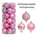 Lot de 24 boules de Noël roses de 4cm avec finitions pailletées, mates et brillantes - Lot de 24 / Rose