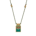 Detail of colorful Tarot charm necklace with Evil Eye pattern on braided cord - Colorful Eye Necklace