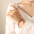 Elegant gold jewelry set with purple zircon necklace and matching bracelet for women - Purple Zircon Bracelet-17cm