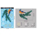 Size guide for Christmas snowflake and bird window stickers with dimensions in CM and IN - BQ565-Bluebird Pine Branch