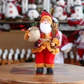 Weihnachtsmann Puppe stehend Figur Weihnachtsdeko rot kariert Outfit mit Geschenksack - Rot-Goldener Prachtvoller Jacquard-Stil (YJ29044)