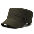 Classic dark olive green breathable flat top military cap for men outdoor use - Adjustable / Army Green