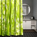 Détail d'un rideau de douche imperméable avec imprimé réaliste d'herbe verte et de rosée - 150*180cm / YS-B Herbe Verte Rosée