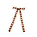 Beige haarsstrik met klassieke bruine American football-patronen en hangende linten - Camel (American Football)