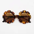 Fashionable flower shaped kids sunglasses in tortoiseshell frame with brown lenses - Kids / C27 Tortoiseshell Frame Brown Lens