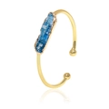 Brazalete ajustable chapado en oro con piedra en bruto azul natural estilo bohemio - Brazalete de Kyanita