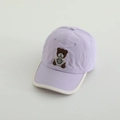 Schattige lavendel baseballpet voor kinderen met beerborduursel en witte rand - 50-54cm / Paars
