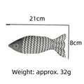 Fish shaped plush dog toy with grey wavy pattern, 21cm long and 32g weight - Light Grey Catnip Fish (Silent)