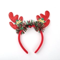 Red Christmas reindeer antler headband with Merry Christmas star and tinsel accents - 42# Red Antler Star
