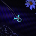 Luminous dragon pendant necklace with glowing cyan effect and durable metal chain - Dragon Cyan Glow - Titanium Chain - 60CM