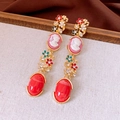 Détails de boucles d'oreilles rétro avec portraits en relief, émail et gemmes - Boucles d'oreilles camée en relief vintage (1#) / Or