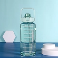 Gourde de sport bleu clair 2L avec paille et indicateurs de temps de graduation - 2000ml / Vert