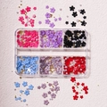 3D harsbloemen en parels in een 6-vaks doos voor professionele nail art decoratieset - Zes-Rooster Donkergekleurde Bloemblaadjes