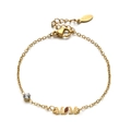 Gold stainless steel MOM bracelet featuring a brown coffee bean charm and rhinestone - MOM Coffee Bean Style (XN431-16)