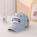 Light blue denim baseball cap for boys featuring vintage reliable embroidery and distressed brim - 50-54CM, Adjustable / Light Blue Oval Label