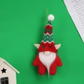 Ciondolo gnomo di Natale in peluche con cappello lavorato a maglia rosso e verde - Elfo senza Volto (Cappello a Righe in Maglia)