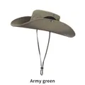 Army green wide brim outdoor hiking hat with breathable mesh and adjustable chin strap - One Size (54-58CM) / Army Green