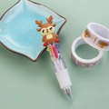 Mini 4-color Christmas ballpoint pen featuring a cute cartoon reindeer topper for students - Christmas Series 3-Reindeer