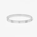 Silver stainless steel star-engraved bangle with sparkling cubic zirconia setting - Silver Star Square Zirconia Style (PD1248)