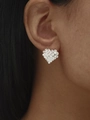Sparkling silver heart stud earrings with pave-set zircon for a minimalist elegant look - Silver Simple Heart Stud Earrings (DTE1216158S)