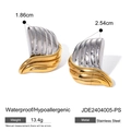 Orecchini a onda bicolore oro e argento, acciaio inossidabile e ipoallergenico - Stile a Onda Bicolore Oro Argento (JDE2404005-PS)