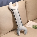 Creative gray plush wrench throw pillow cushion placed on a beige fabric sofa decor - 70cm / Open-end Wrench