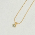 Golden Evil Eye necklace with light blue zircon stones and a black center stone - Blue