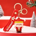 Cute Santa Claus keychain with red silicone wristband and golden metal buckle for Christmas - Hugging Santa Claus